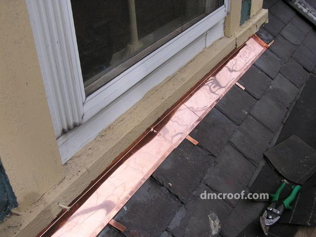 Cleveland Slate Roof Repair new copper apron flashing