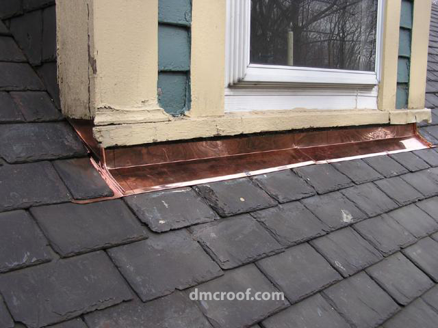 Cleveland Slate Roof Repair new copper apron flashing 1