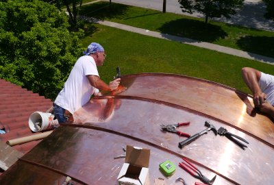 NW Crookshanks copper barrel roof install Lakewood Ohio