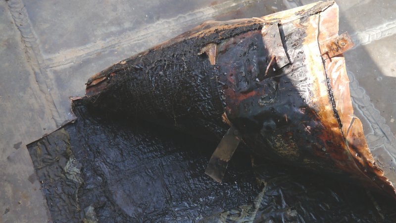 Melted underlayment under copper detail Melted underlayment under copper detail